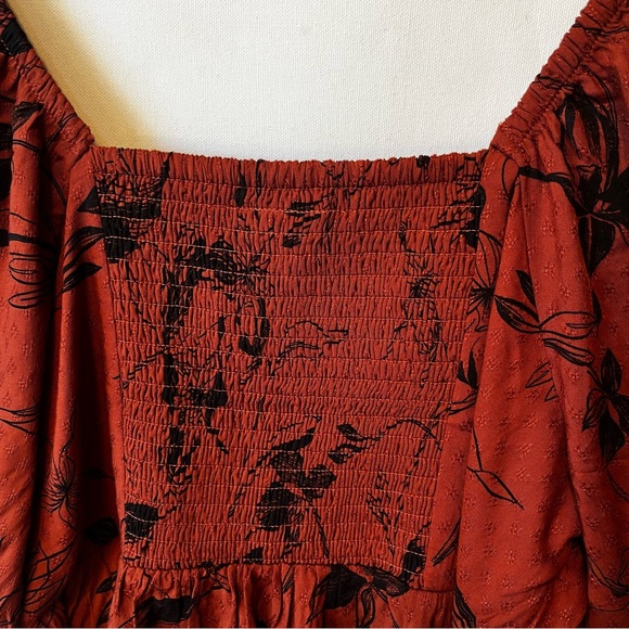 Torrid peplum blouse 1X Russet brown floral NWT Puff sleeve Flowy womens top 1 - Picture 7 of 7